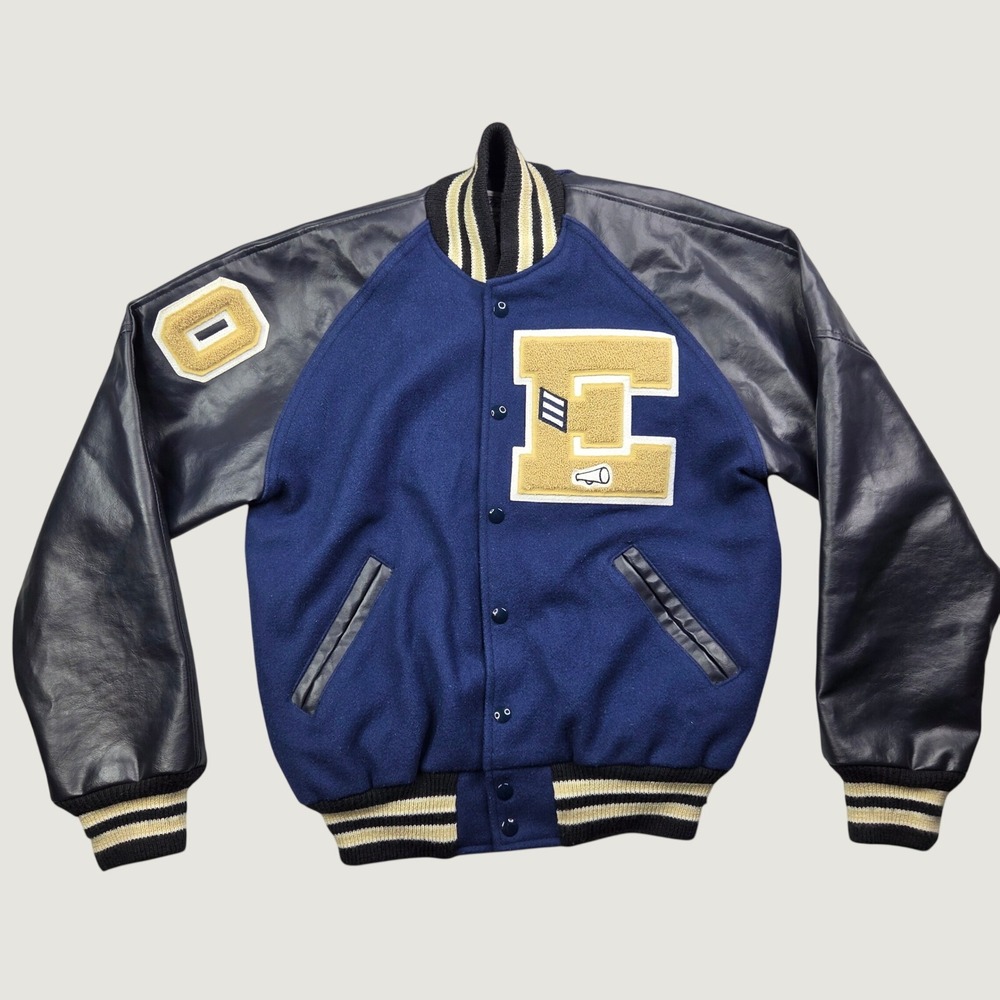 Vintage 90s Neff Men S Varsity Letterman Jacket Wool Leather USA Blue Collegiate